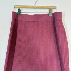 Alp-n-Rock Ida Midi Skirt Pink Slit Pull On Knit Luxury Designer Large